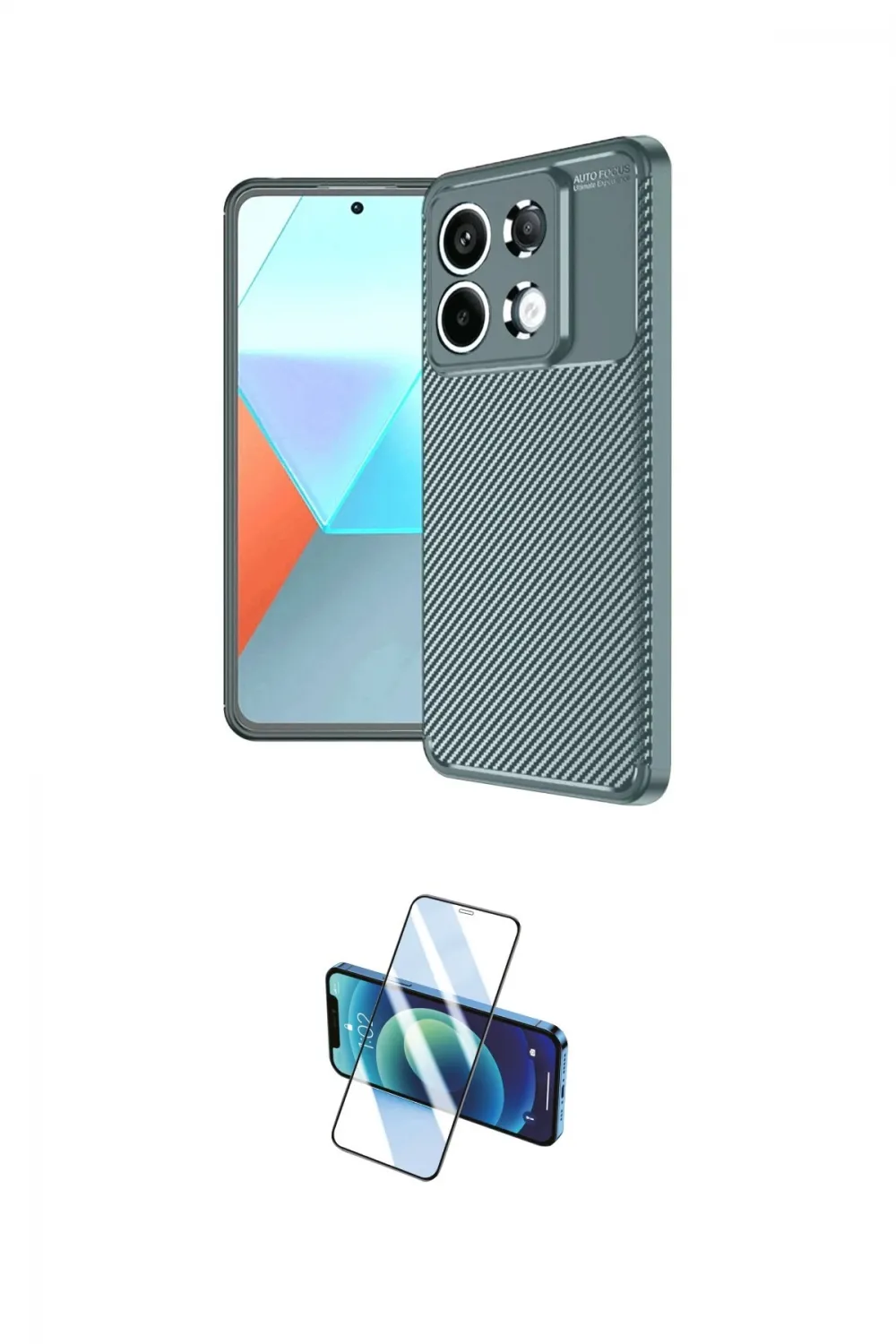 ieg™ Redmi Note 13 Pro 4G Kılıf Eksen Form Prime - Siyah 3D Antistatik Cam Ekran Koruyucu