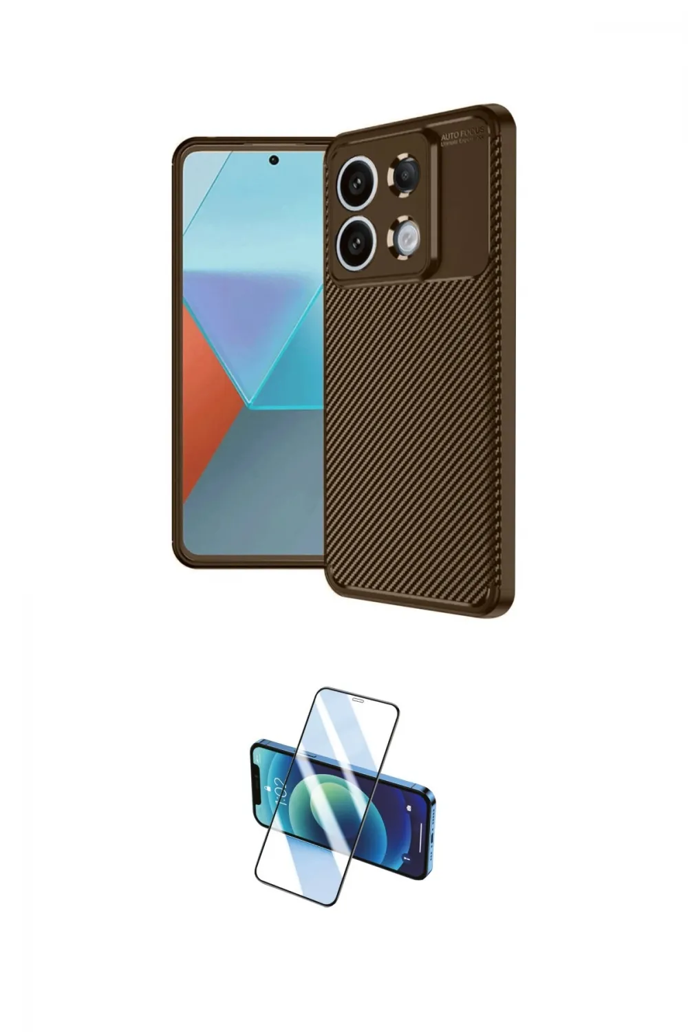 ieg™ Redmi Note 13 Pro 4G Kılıf Eksen Form Prime - Siyah 3D Antistatik Cam Ekran Koruyucu
