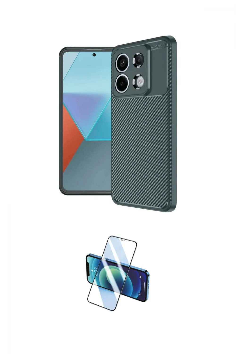ieg™ Redmi Note 13 Pro 4G Kılıf Eksen Form Prime - Siyah 3D Antistatik Cam Ekran Koruyucu