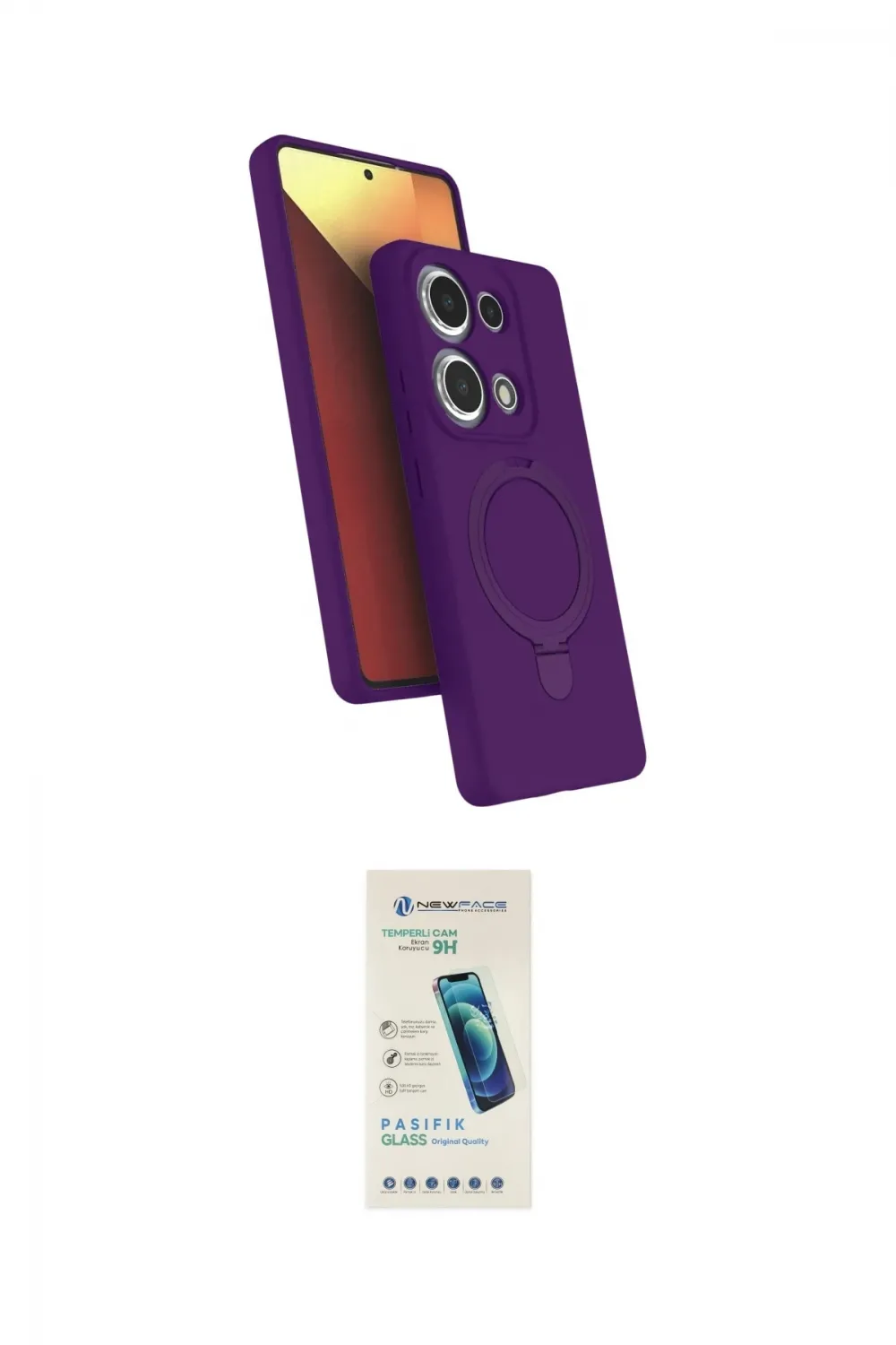 ieg™ Redmi Note 13 Pro 4G Kılıf İz Işık Koleksiyonu - Şeffaf Pasifik Cam Ekran Koruyucu