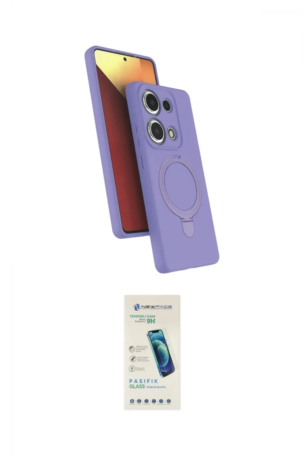 ieg™ Redmi Note 13 Pro 4G Kılıf İz Işık Koleksiyonu - Şeffaf Pasifik Cam Ekran Koruyucu