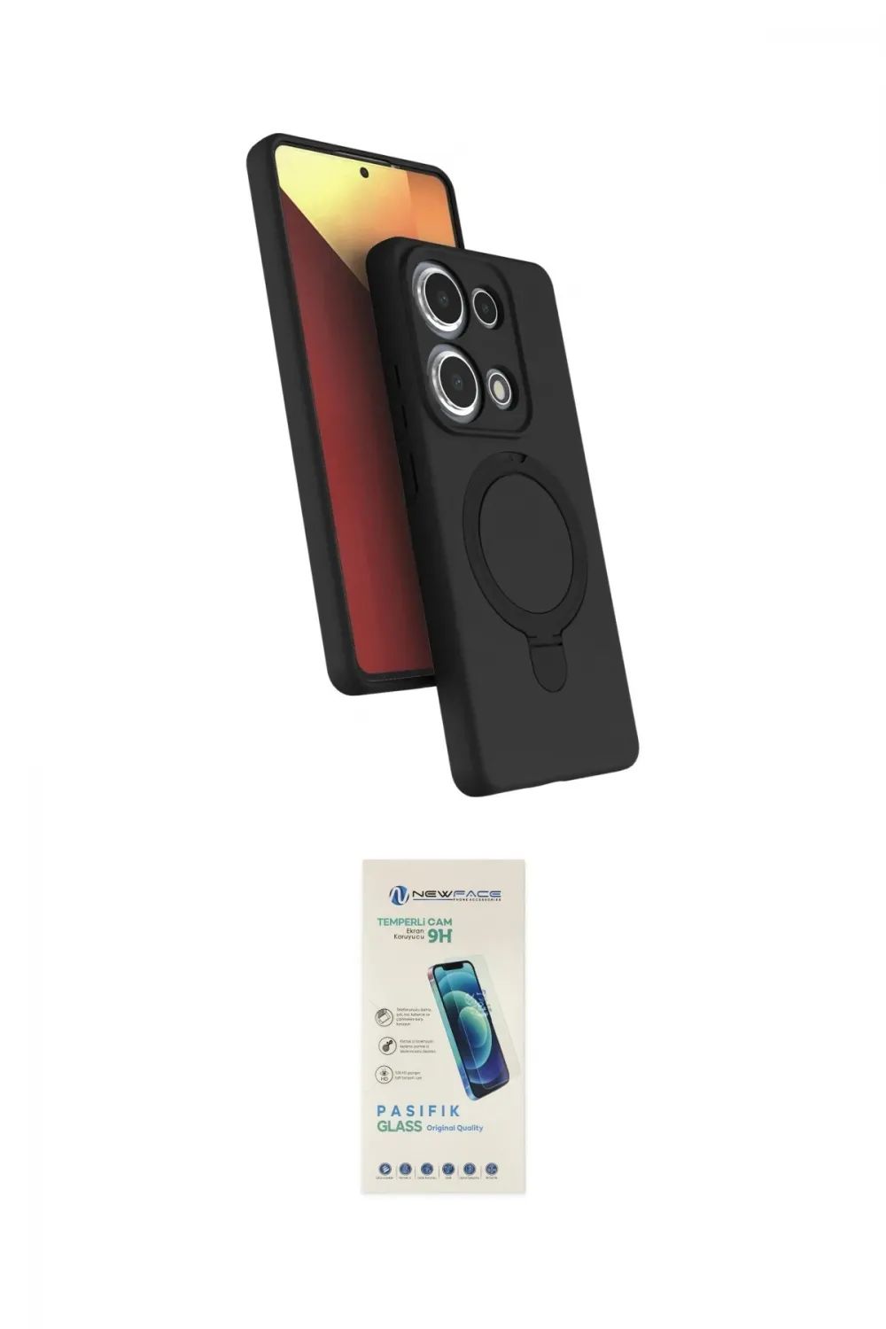 ieg™ Redmi Note 13 Pro 4G Kılıf İz Işık Koleksiyonu - Şeffaf Pasifik Cam Ekran Koruyucu