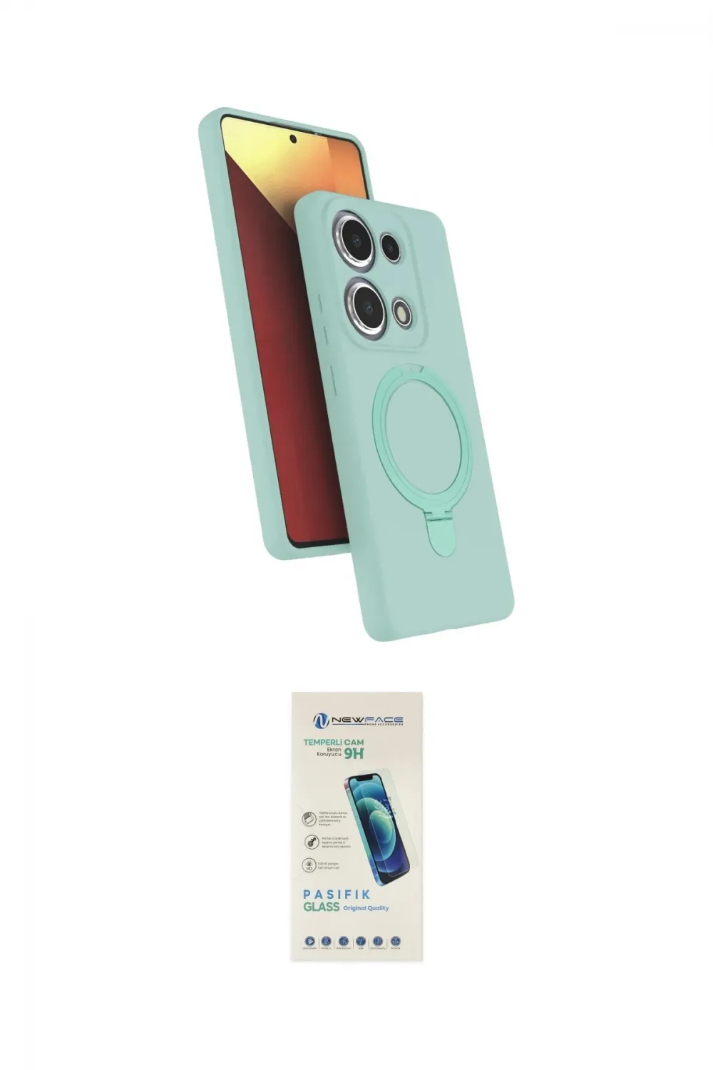 ieg™ Redmi Note 13 Pro 4G Kılıf İz Işık Koleksiyonu - Şeffaf Pasifik Cam Ekran Koruyucu