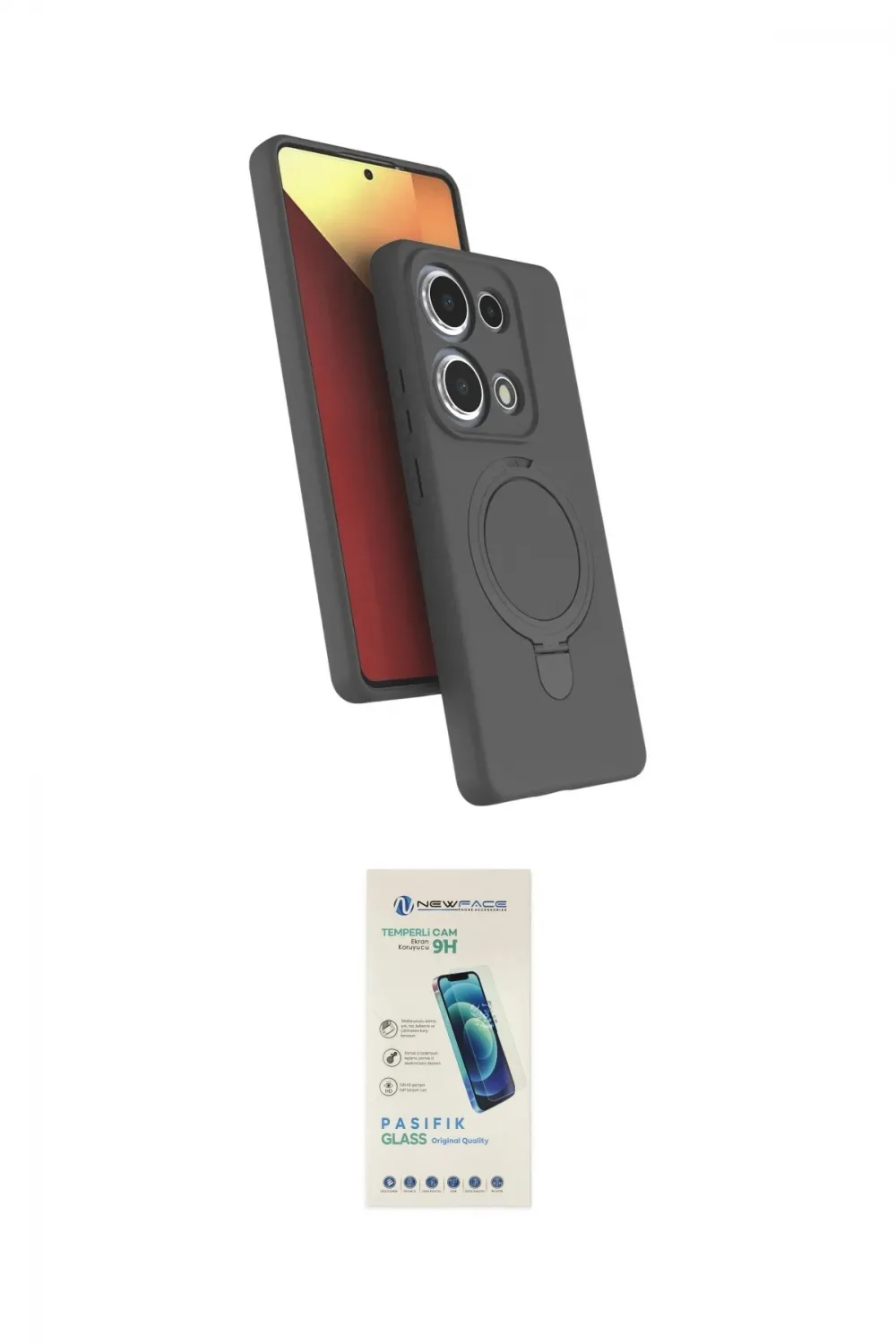 ieg™ Redmi Note 13 Pro 4G Kılıf İz Işık Koleksiyonu - Şeffaf Pasifik Cam Ekran Koruyucu