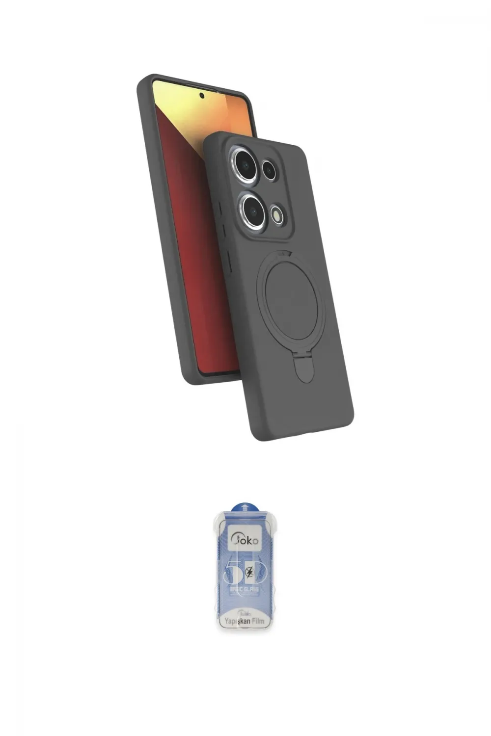 ieg™ Redmi Note 13 Pro 4G Kılıf İz Işık Koleksiyonu - Siyah Joko Magic 5D Cam