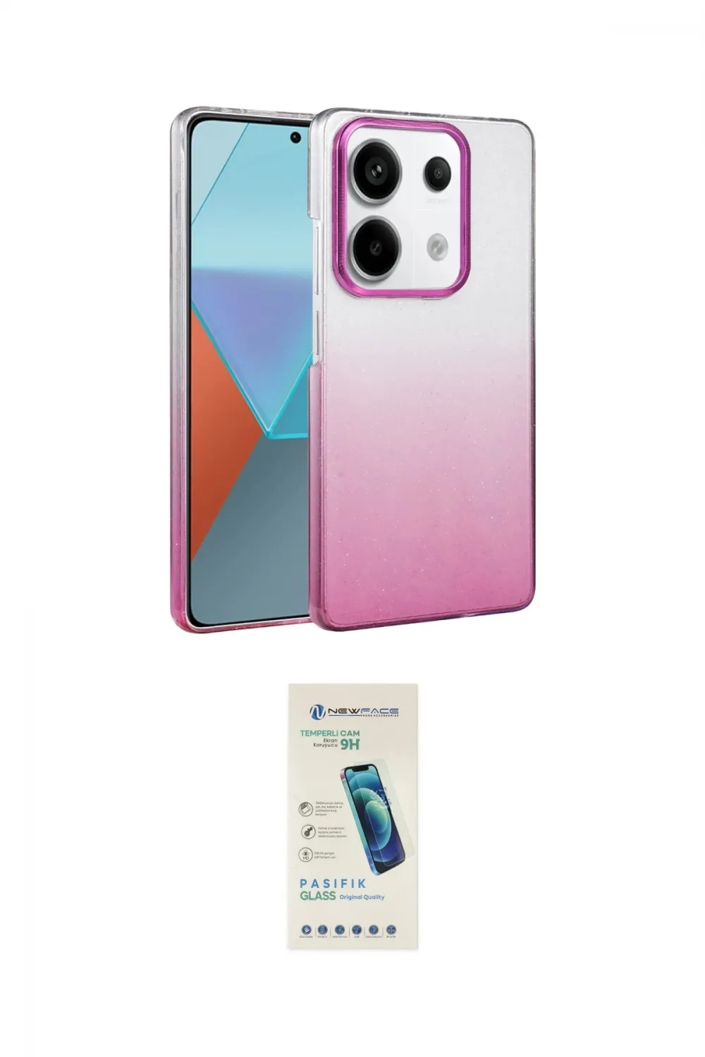 ieg™ Redmi Note 13 Pro 4G Kılıf Kıvılcım Minimal Özel Seri - Şeffaf Pasifik Cam Ekran Koruyucu