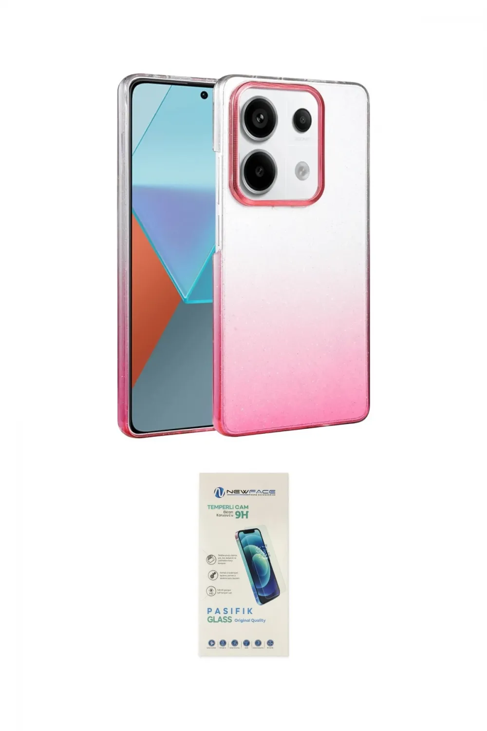 ieg™ Redmi Note 13 Pro 4G Kılıf Kıvılcım Minimal Özel Seri - Şeffaf Pasifik Cam Ekran Koruyucu