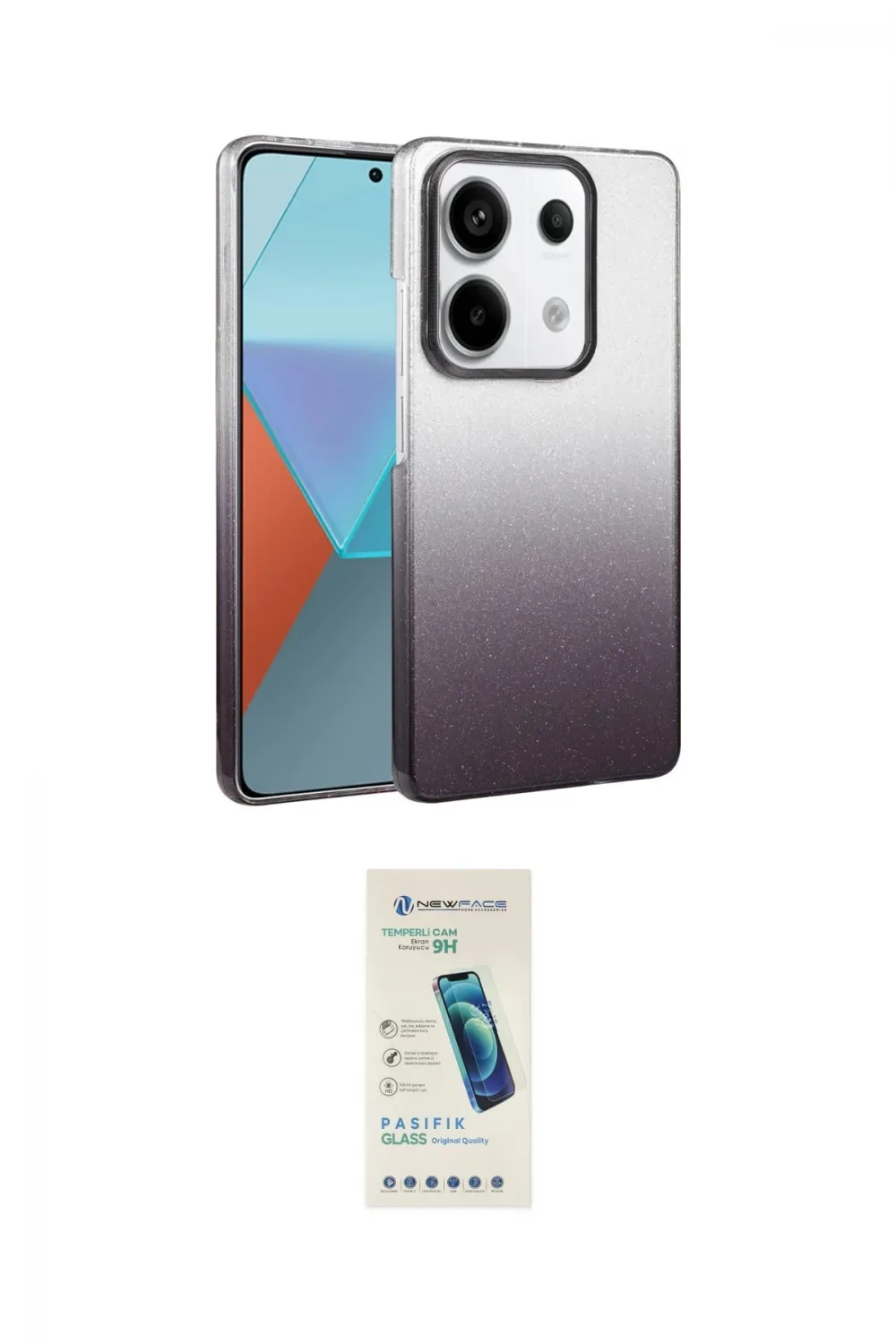 ieg™ Redmi Note 13 Pro 4G Kılıf Kıvılcım Minimal Özel Seri - Şeffaf Pasifik Cam Ekran Koruyucu