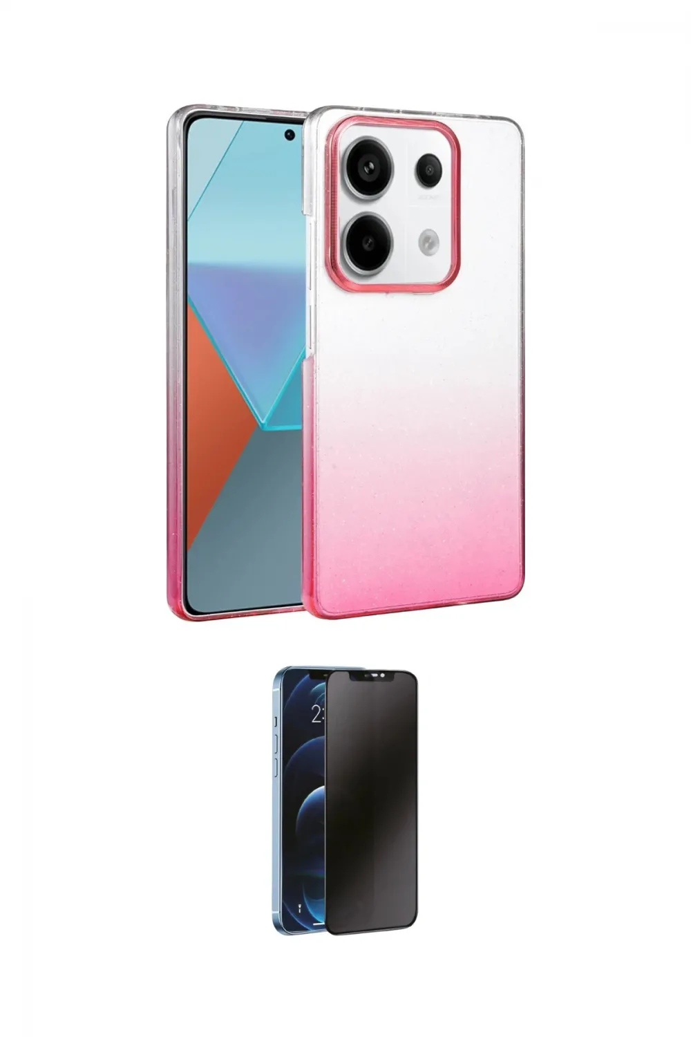ieg™ Redmi Note 13 Pro 4G Kılıf Kıvılcım Minimal Özel Seri - Siyah 3D Antistatik Hayalet Cam Ekran Koruyucu