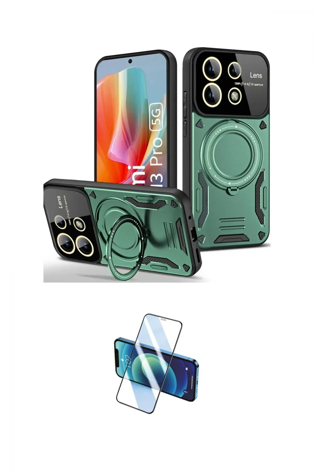 ieg™ Redmi Note 13 Pro 4G Kılıf Kıvılcım Modern Serisi - Siyah 3D Antistatik Seramik Nano Ekran Koruyucu