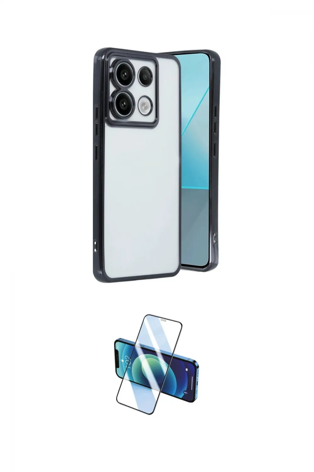 ieg™ Redmi Note 13 Pro 4G Kılıf Vadi Minimal - Siyah 3D Antistatik Cam Ekran Koruyucu