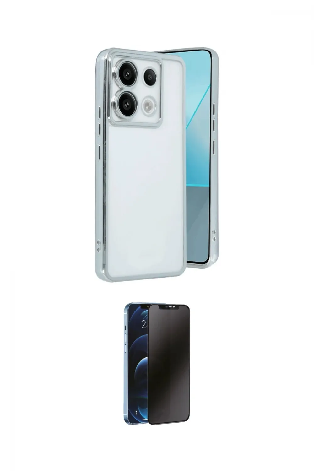 ieg™ Redmi Note 13 Pro 4G Kılıf Vadi Minimal - Siyah 3D Antistatik Hayalet Cam Ekran Koruyucu