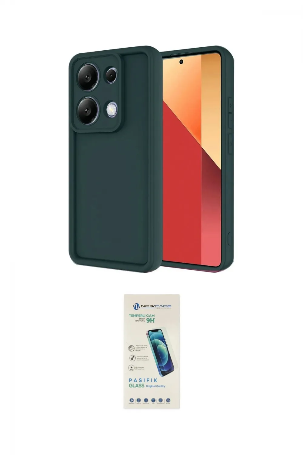 ieg™ Redmi Note 13 Pro 4G Kılıf Yankı Yansıma Özel Seri - Şeffaf Pasifik Cam Ekran Koruyucu