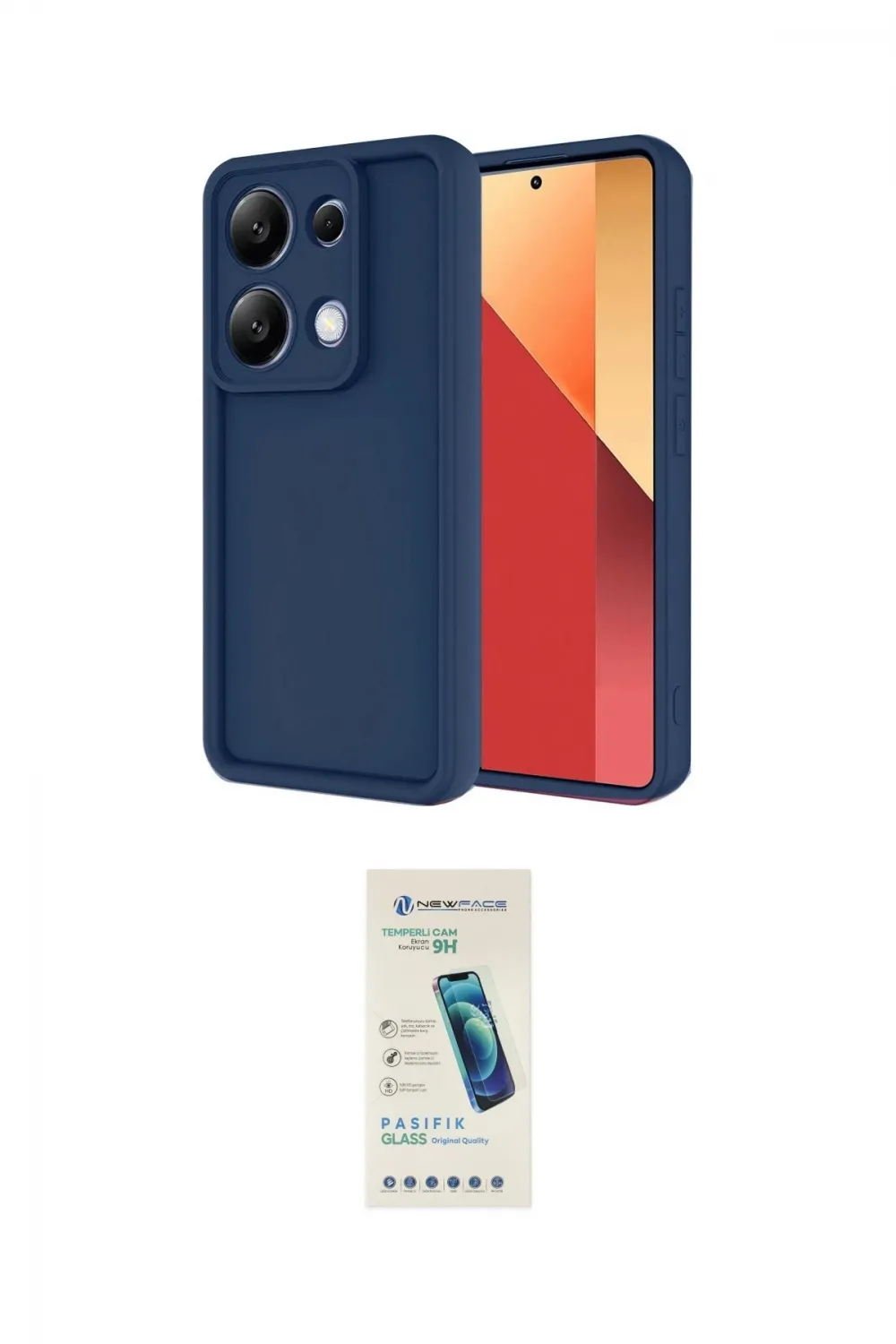 ieg™ Redmi Note 13 Pro 4G Kılıf Yankı Yansıma Özel Seri - Şeffaf Pasifik Cam Ekran Koruyucu