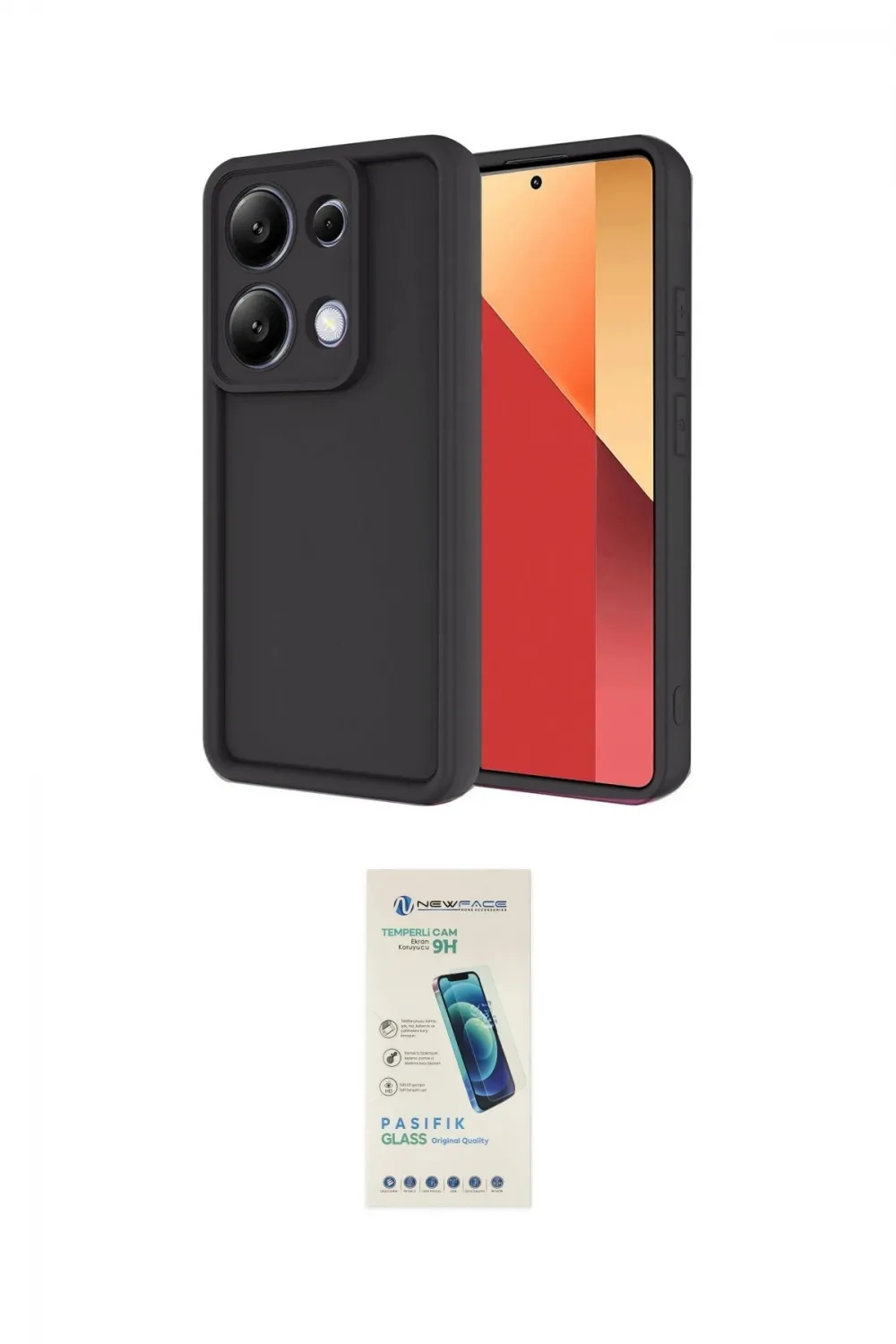 ieg™ Redmi Note 13 Pro 4G Kılıf Yankı Yansıma Özel Seri - Şeffaf Pasifik Cam Ekran Koruyucu