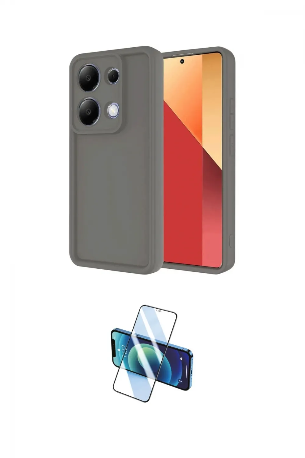 ieg™ Redmi Note 13 Pro 4G Kılıf Yankı Yansıma Özel Seri - Siyah 3D Antistatik Cam Ekran Koruyucu