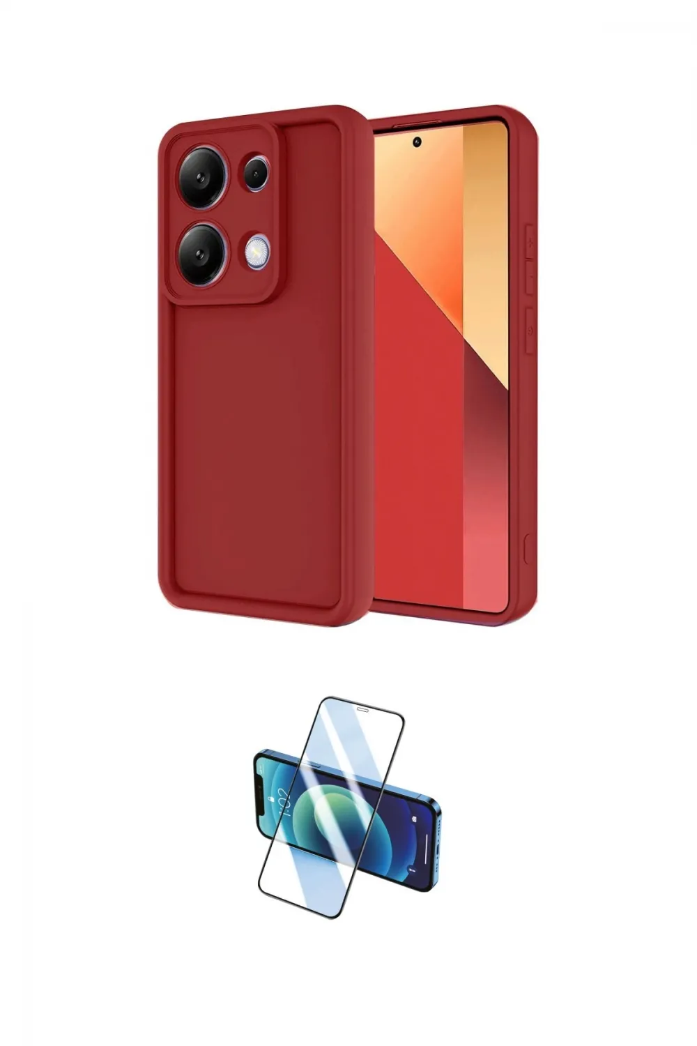 ieg™ Redmi Note 13 Pro 4G Kılıf Yankı Yansıma Özel Seri - Siyah 3D Antistatik Cam Ekran Koruyucu