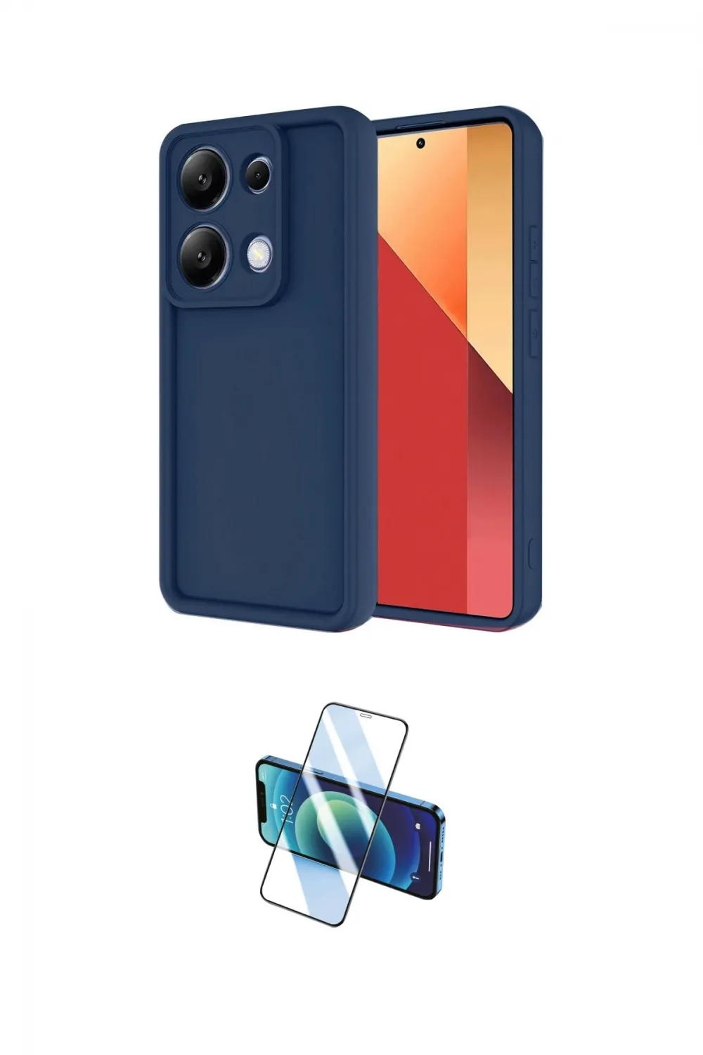 ieg™ Redmi Note 13 Pro 4G Kılıf Yankı Yansıma Özel Seri - Siyah 3D Antistatik Cam Ekran Koruyucu