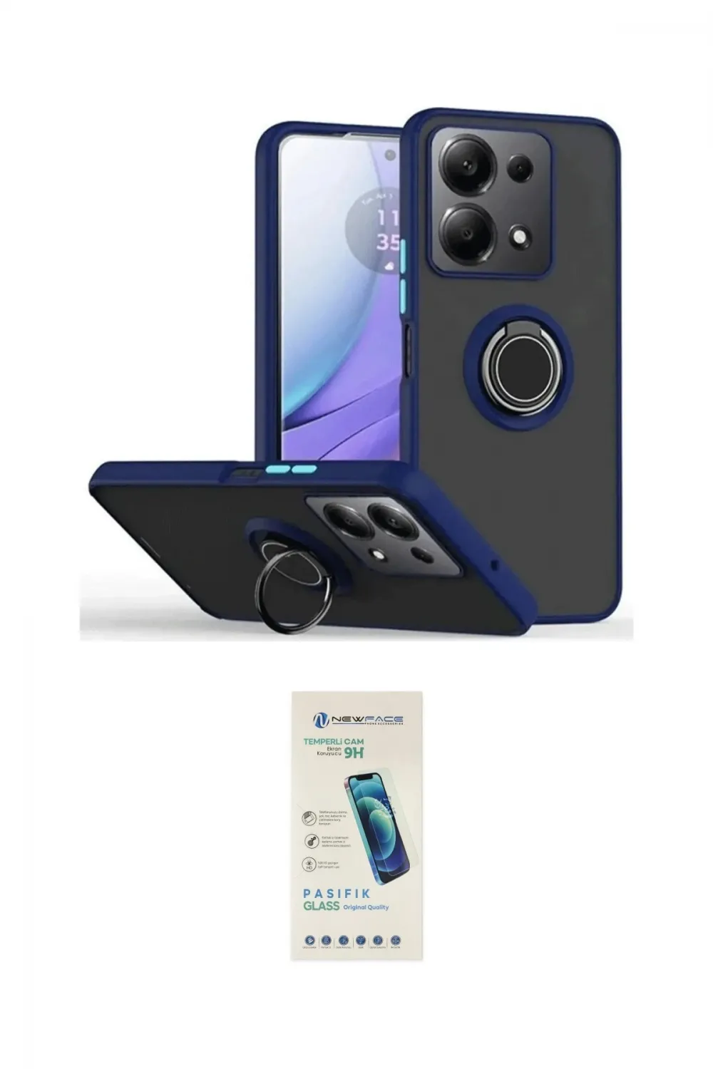 ieg™ Redmi Note 13 Pro 4G Kılıf Yörünge Çizgi - Şeffaf Pasifik Cam Ekran Koruyucu