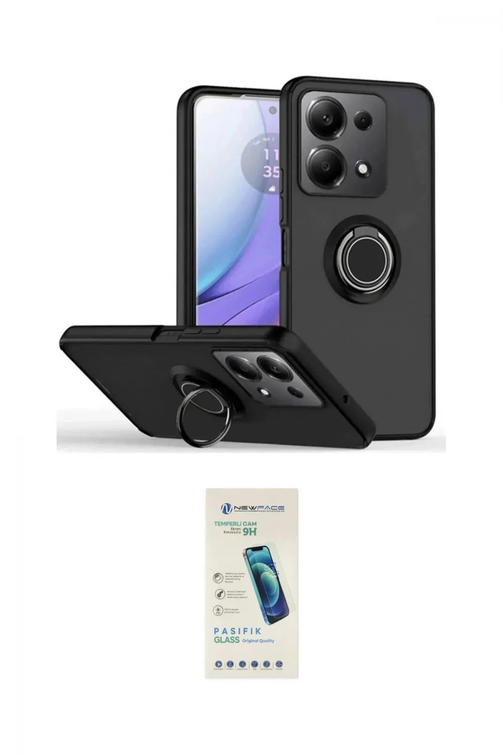 ieg™ Redmi Note 13 Pro 4G Kılıf Yörünge Çizgi - Şeffaf Pasifik Cam Ekran Koruyucu