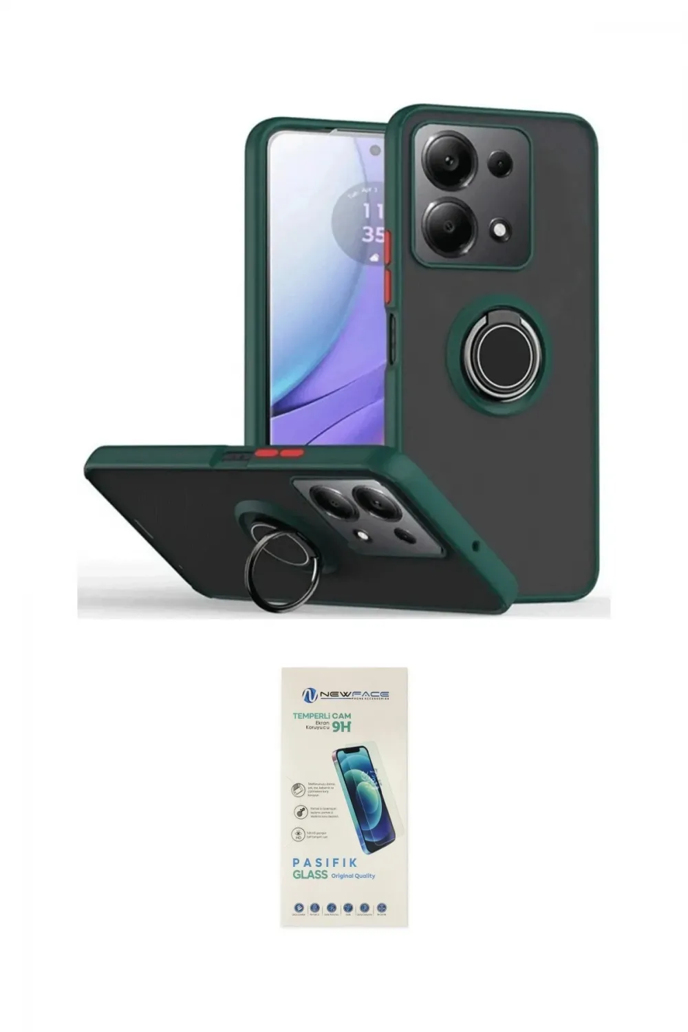 ieg™ Redmi Note 13 Pro 4G Kılıf Yörünge Çizgi - Şeffaf Pasifik Cam Ekran Koruyucu