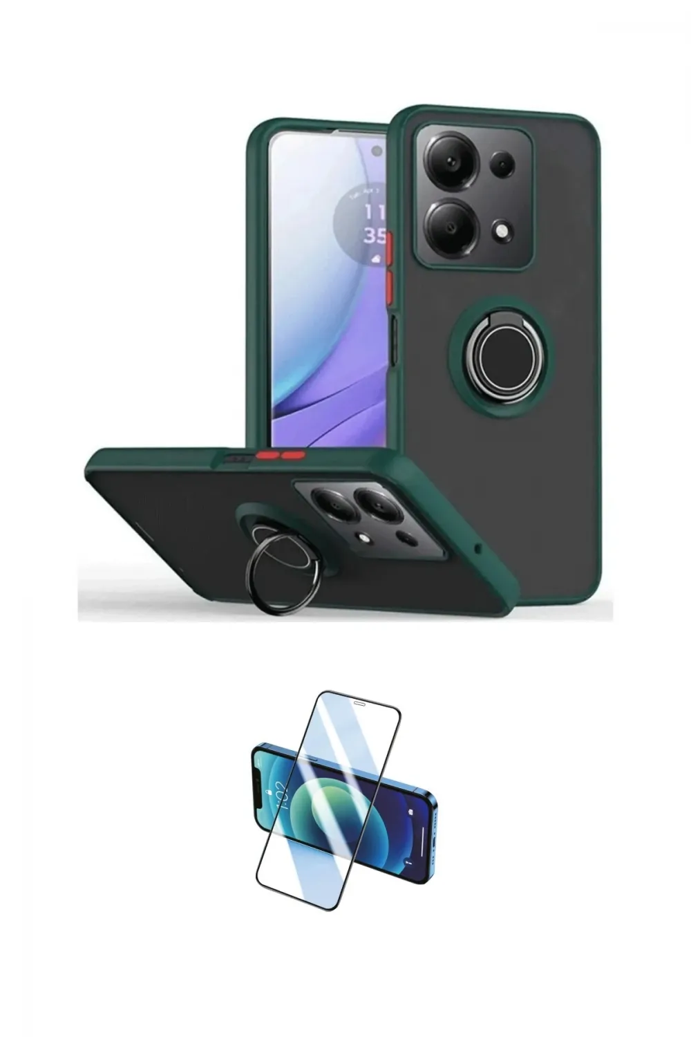 ieg™ Redmi Note 13 Pro 4G Kılıf Yörünge Çizgi - Siyah 3D Antistatik Cam Ekran Koruyucu