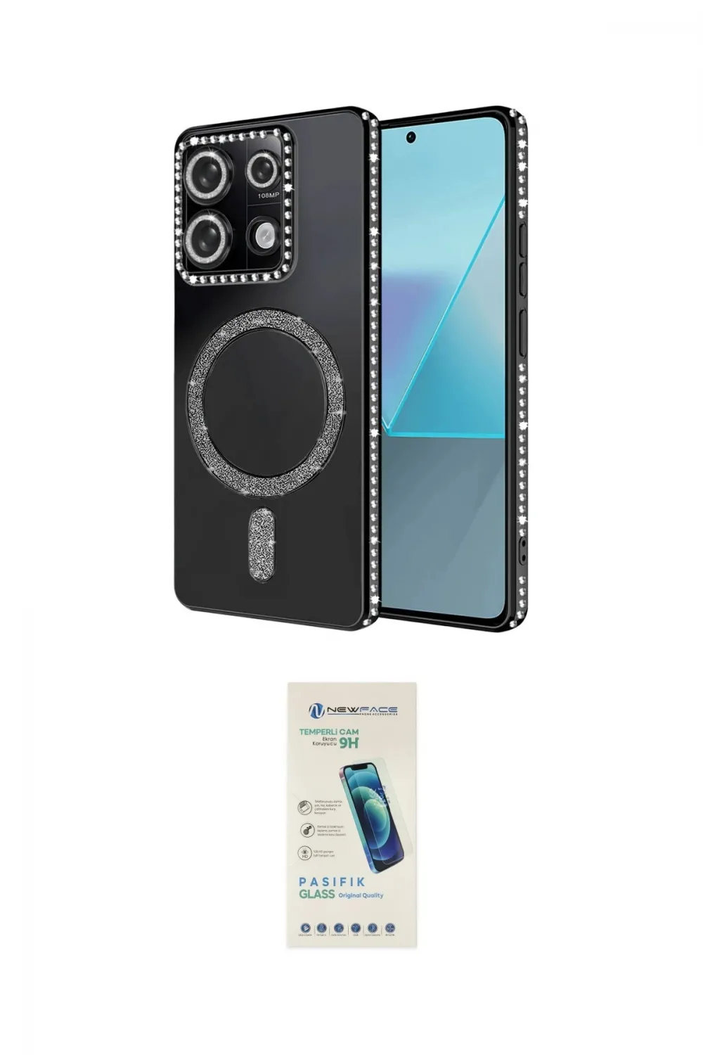 ieg™ Redmi Note 13 Pro 4G Kılıf Zirve Doku Prime - Şeffaf Pasifik Cam Ekran Koruyucu