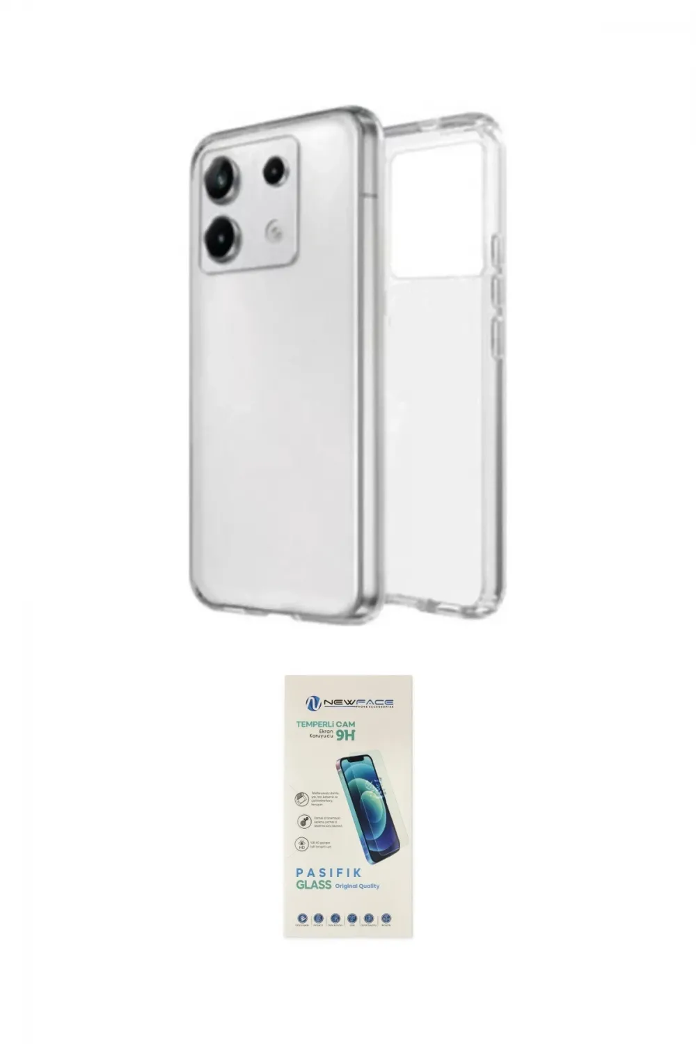 ieg™ Redmi Note 13 Pro 4G Kılıf Zirve Doku - Şeffaf Pasifik Cam Ekran Koruyucu