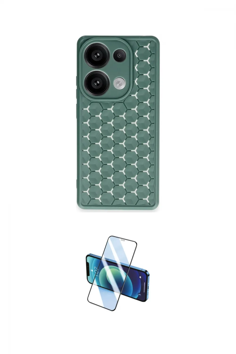 ieg™ Redmi Note 13 Pro 4G Kılıf Zirve Form - Siyah 3D Antistatik Cam Ekran Koruyucu