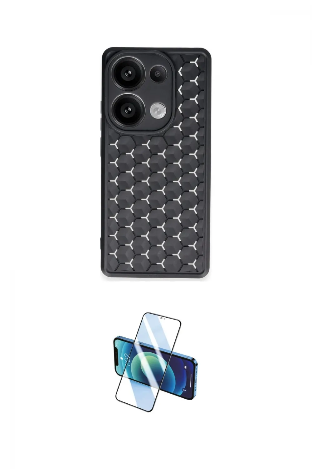 ieg™ Redmi Note 13 Pro 4G Kılıf Zirve Form - Siyah 3D Antistatik Seramik Nano Ekran Koruyucu
