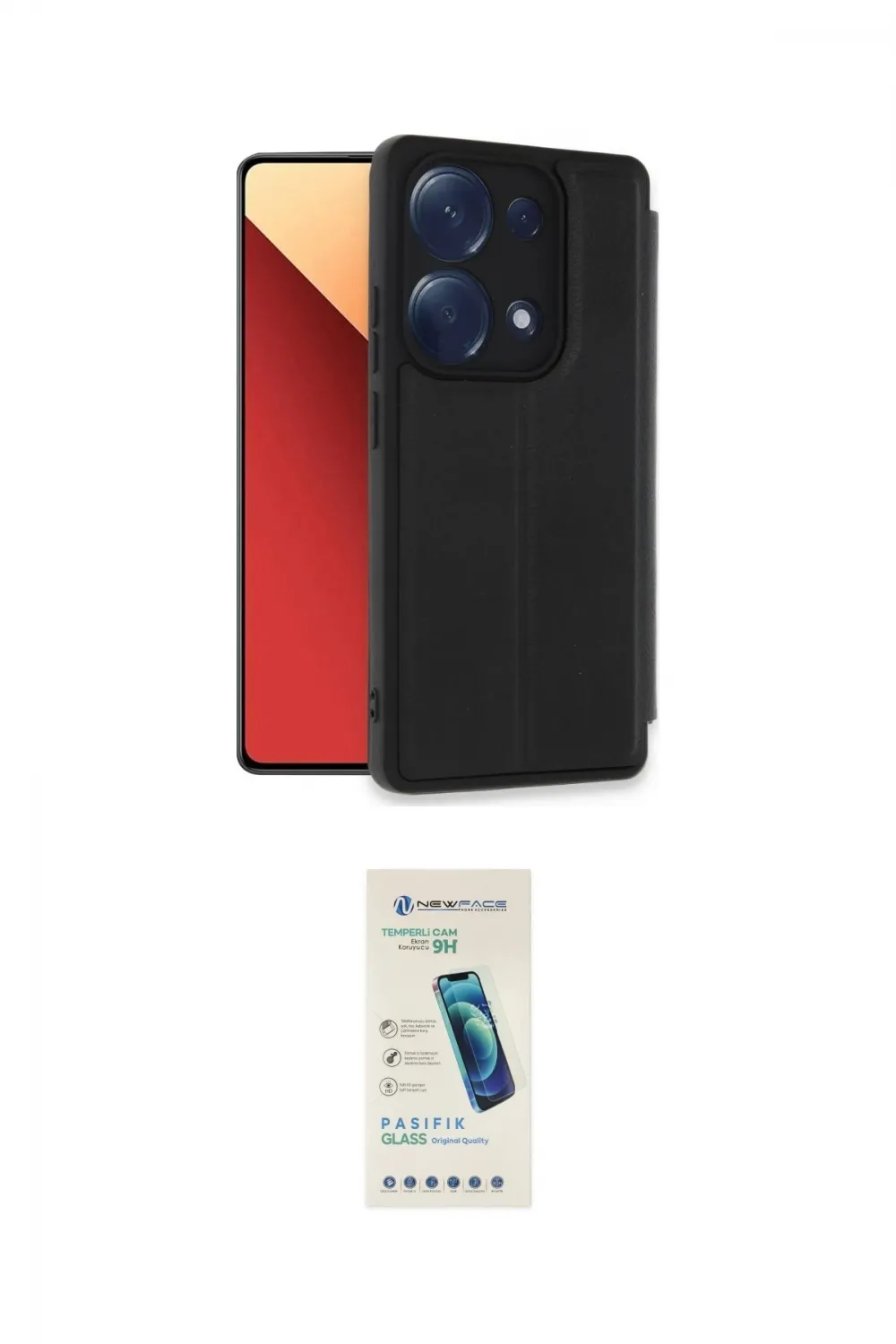 ieg™ Redmi Note 13 Pro 4G Kılıf Zirve Yansıma Serisi - Şeffaf Pasifik Cam Ekran Koruyucu