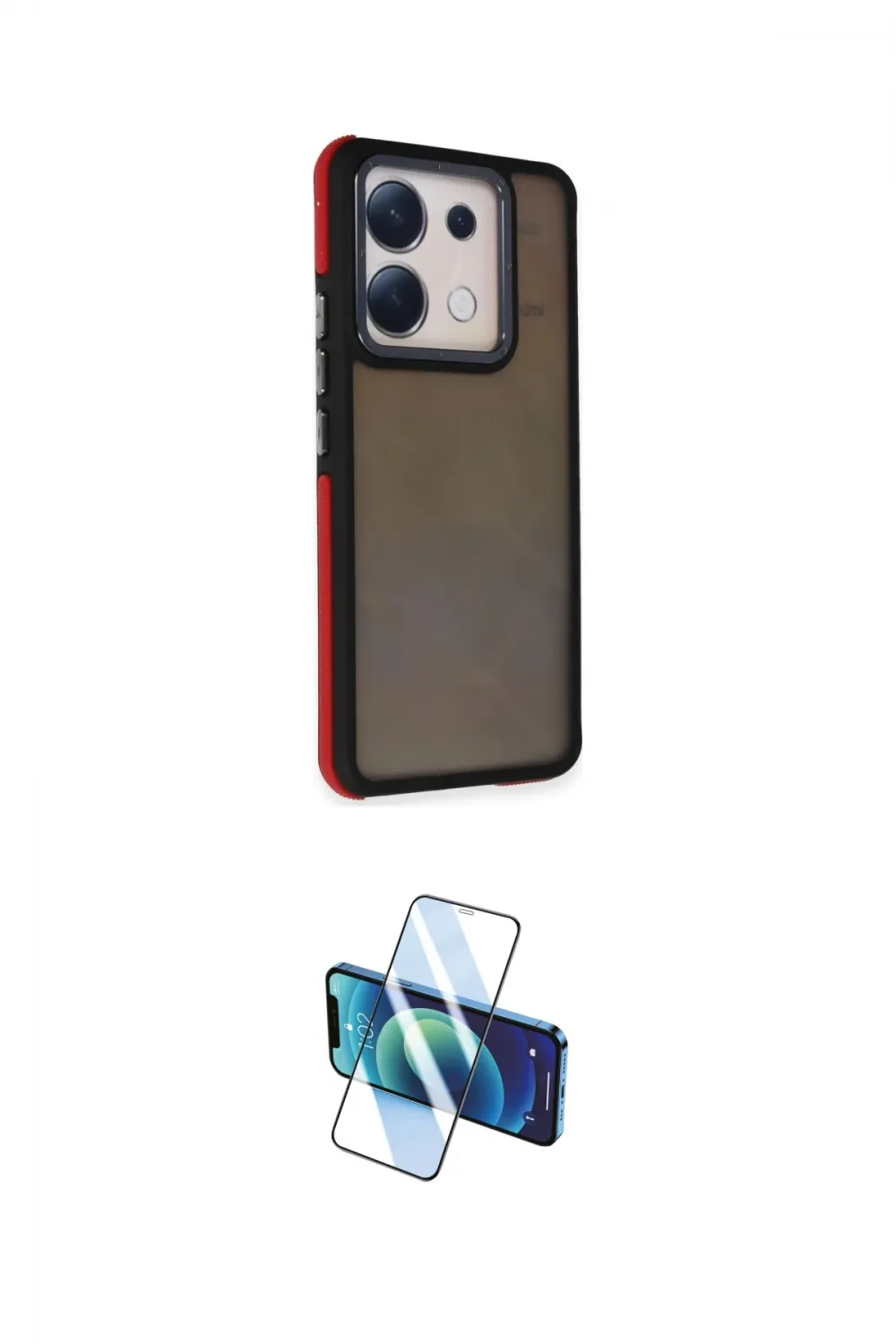 ieg™ Redmi Note 13 Pro 5G Kılıf Eksen Işık - Siyah 3D Antistatik Cam Ekran Koruyucu