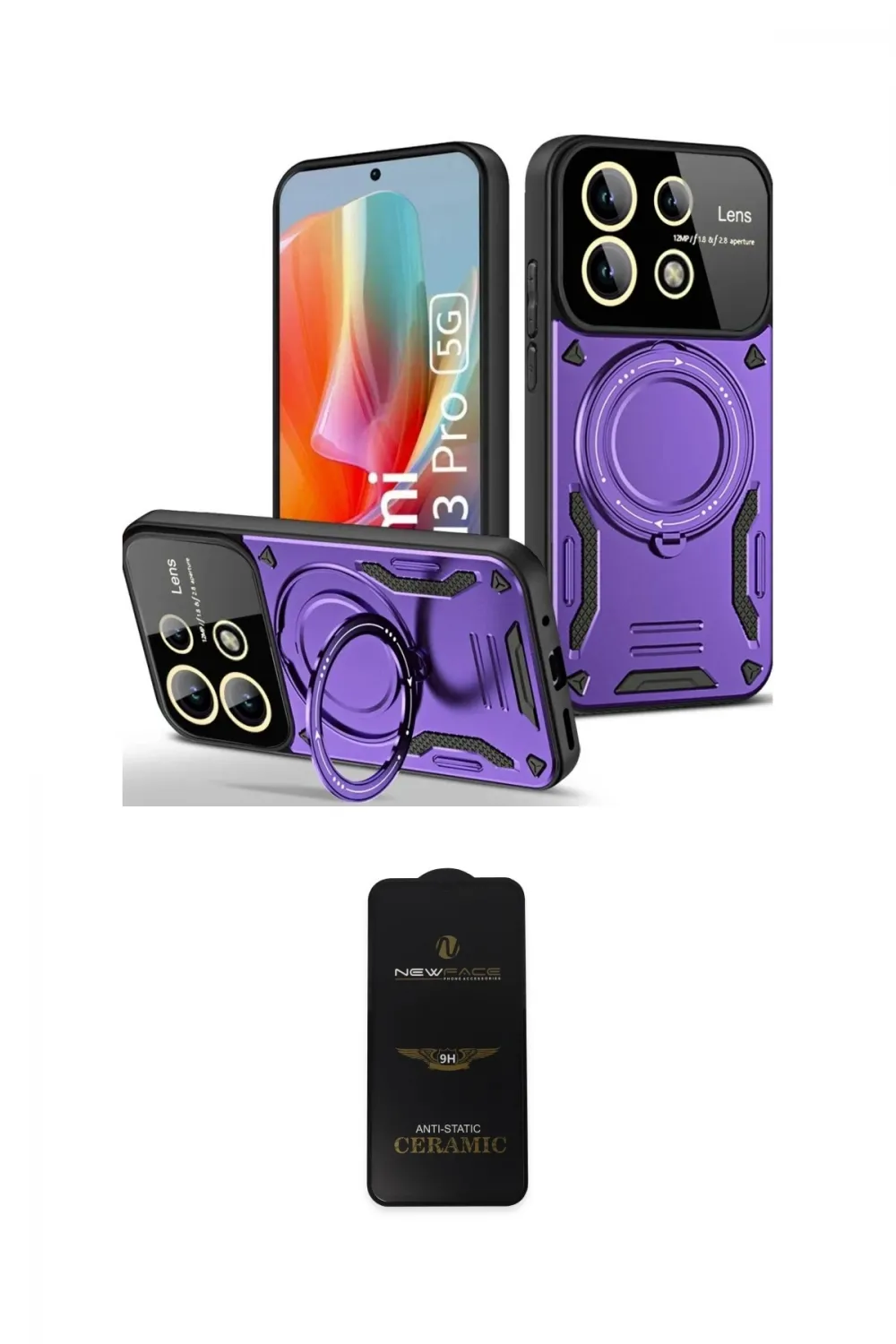 ieg™ Redmi Note 13 Pro 5G Kılıf Kıvılcım Modern Serisi - Siyah 6D Antistatik Mat Seramik Hayalet Nano Ekran Koruyucu