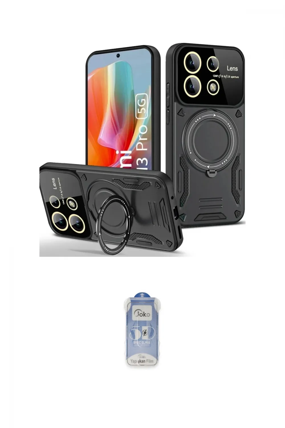 ieg™ Redmi Note 13 Pro 5G Kılıf Kıvılcım Modern Serisi - Siyah Joko Magic 5D Cam