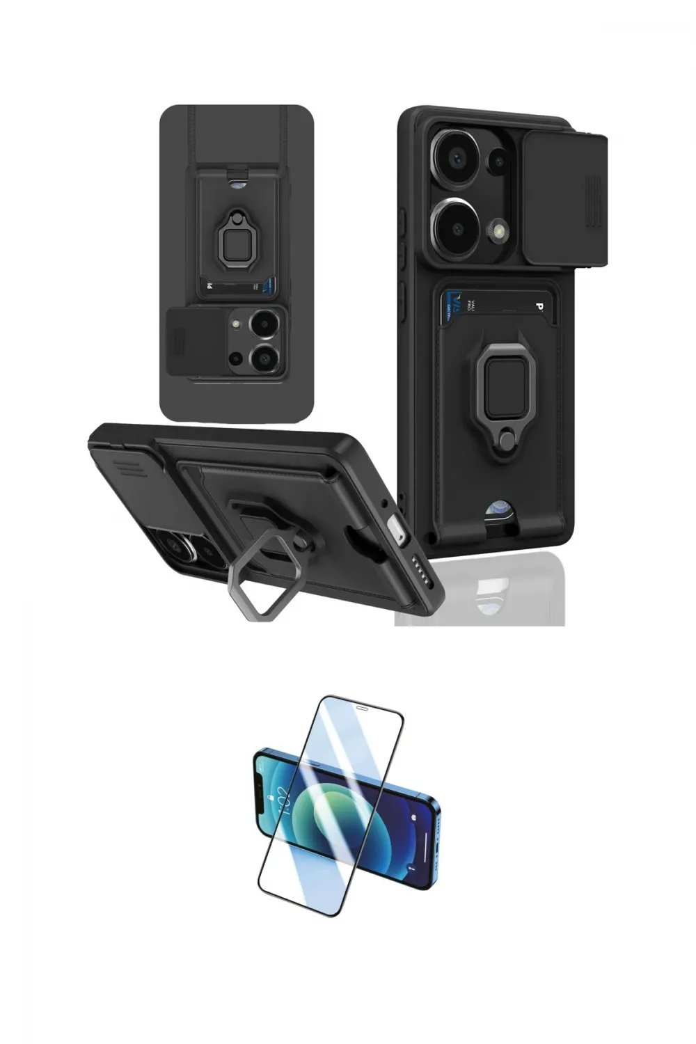 ieg™ Redmi Note 13 Pro 5G Kılıf Vadi Form Prime - Siyah 3D Antistatik Cam Ekran Koruyucu