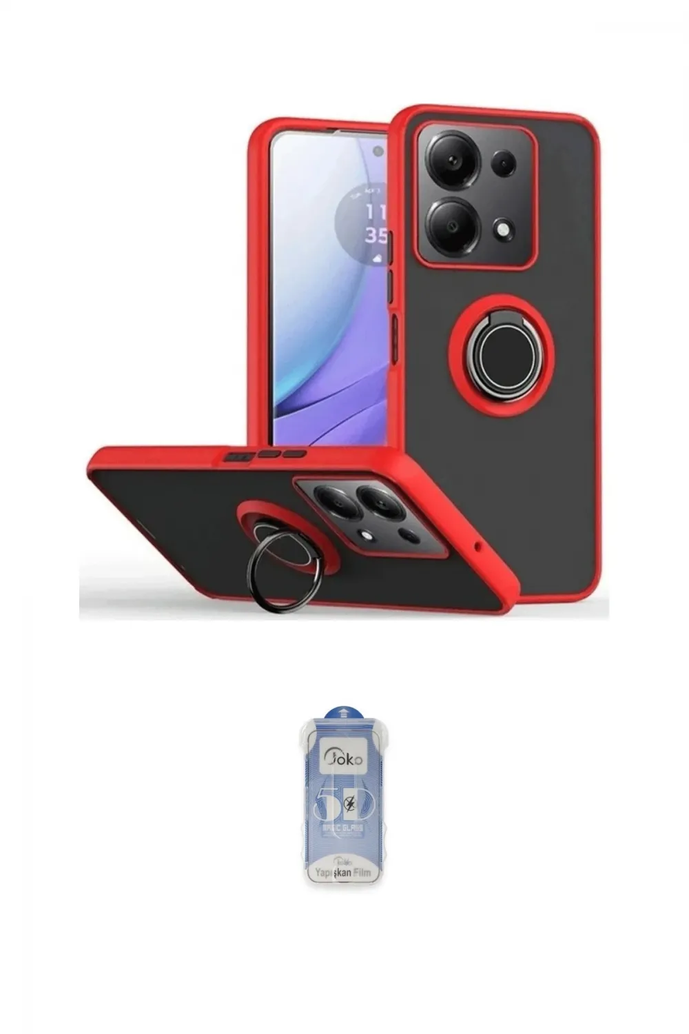ieg™ Redmi Note 13 Pro 5G Kılıf Yörünge Çizgi - Siyah Joko Magic 5D Cam