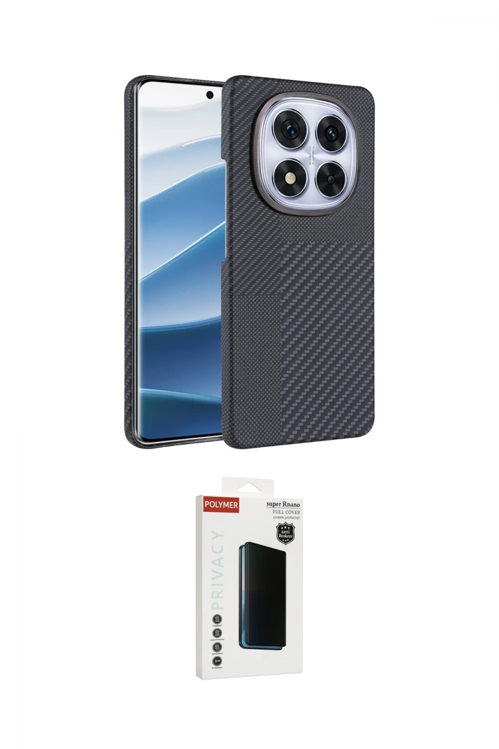 ieg™ Redmi Note 14 Pro Plus Kılıf Doruk Serisi - Siyah Hayalet Polymer Nano Ekran Koruyucu