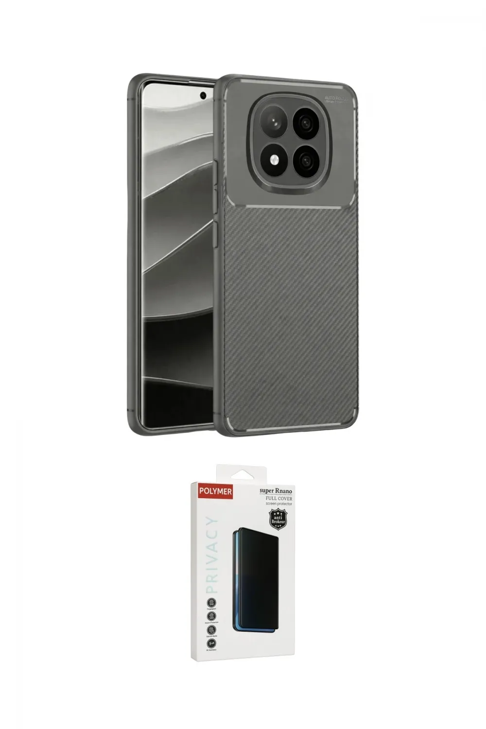 ieg™ Redmi Note 14 Pro Plus Kılıf Eksen Form Prime - Siyah Hayalet Polymer Nano Ekran Koruyucu