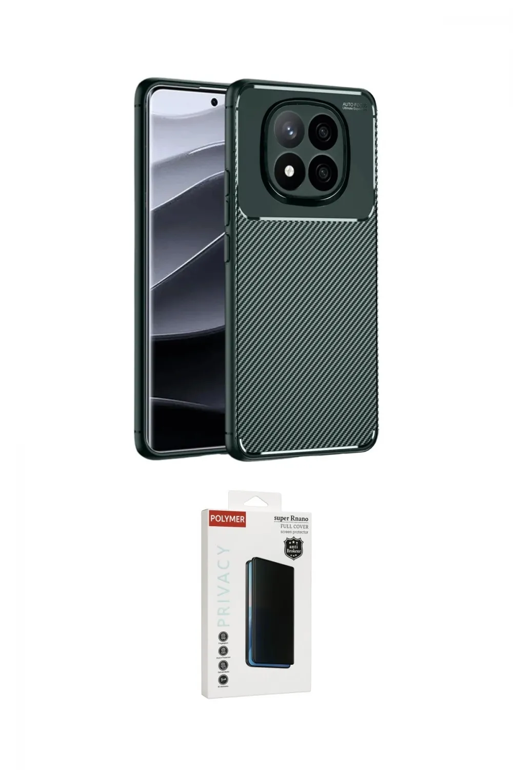 ieg™ Redmi Note 14 Pro Plus Kılıf Eksen Form Prime - Siyah Hayalet Polymer Nano Ekran Koruyucu