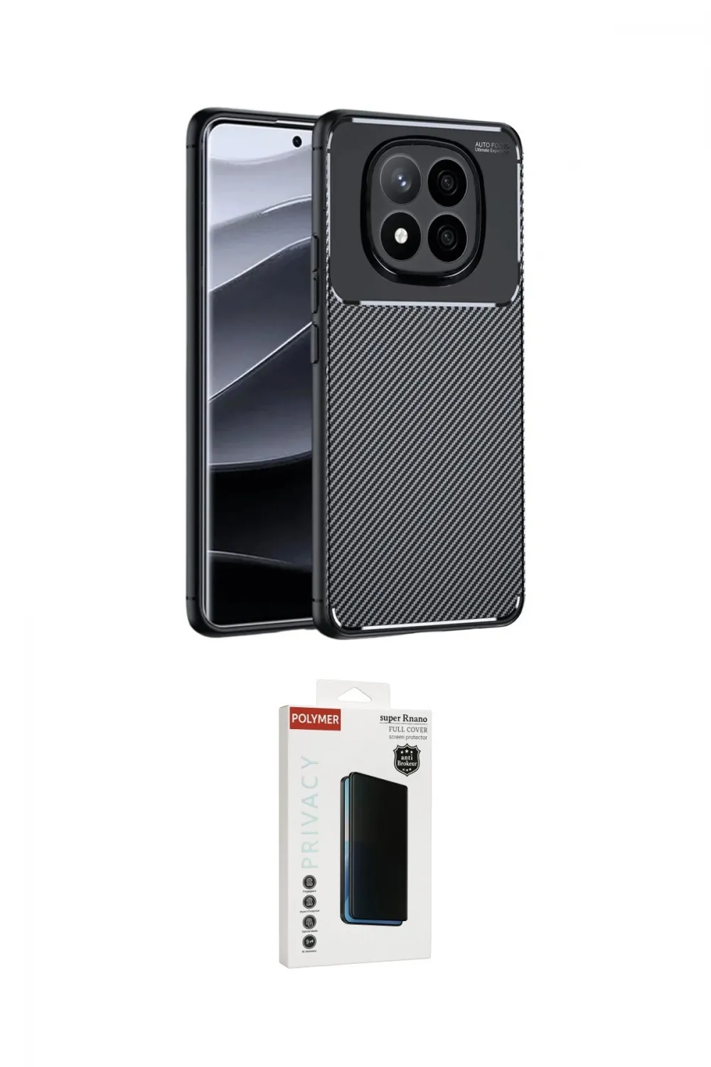 ieg™ Redmi Note 14 Pro Plus Kılıf Eksen Form Prime - Siyah Hayalet Polymer Nano Ekran Koruyucu