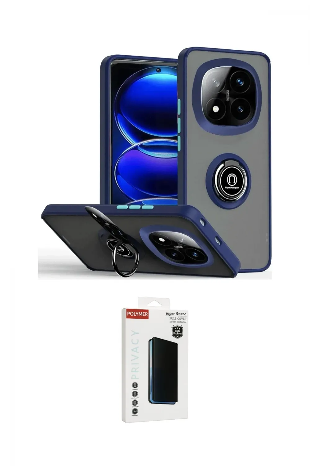 ieg™ Redmi Note 14 Pro Plus Kılıf Yörünge Çizgi - Siyah Hayalet Polymer Nano Ekran Koruyucu