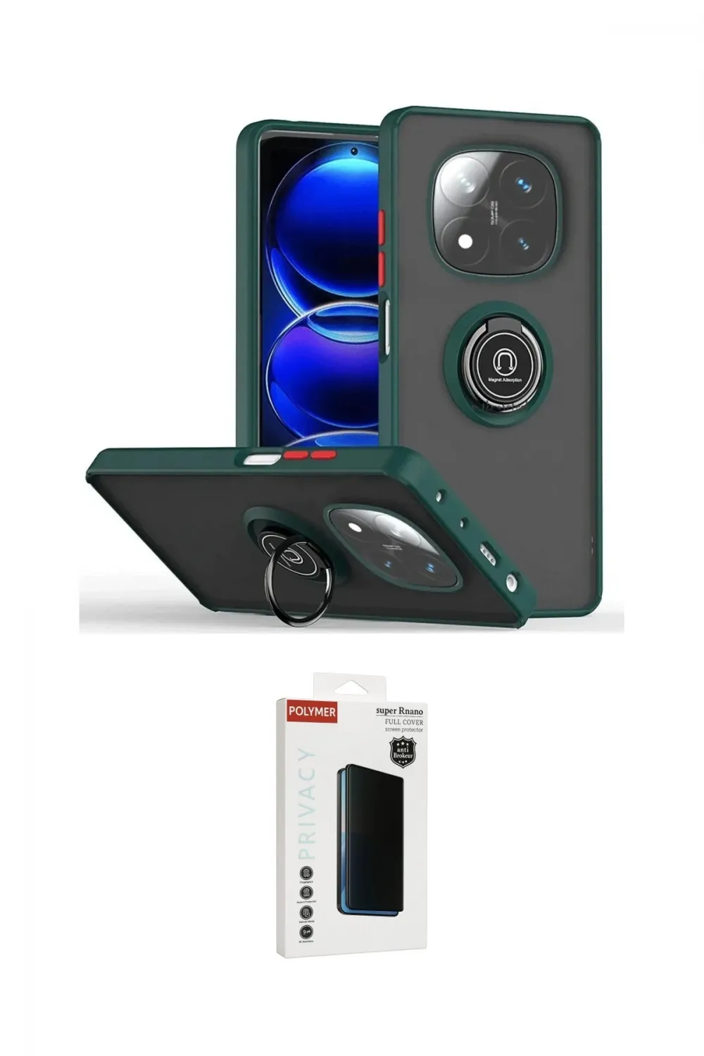 ieg™ Redmi Note 14 Pro Plus Kılıf Yörünge Çizgi - Siyah Hayalet Polymer Nano Ekran Koruyucu