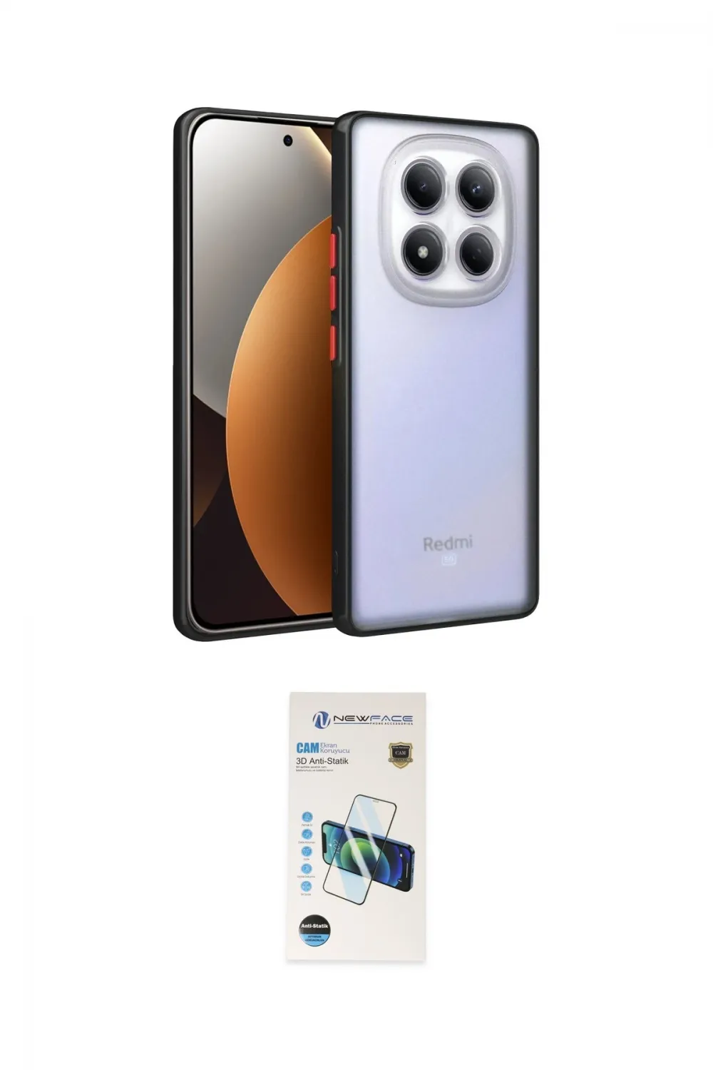 ieg™ Redmi Note 15 Pro 5G Kılıf Ahenk Çizgi Serisi - Siyah 3D Antistatik Cam Ekran Koruyucu