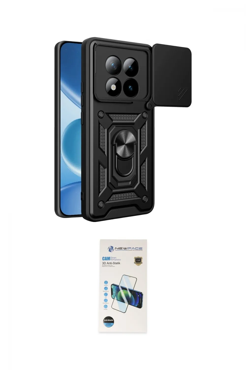 ieg™ Redmi Note 15 Pro 5G Kılıf Ahenk Klasik - Siyah 3D Antistatik Cam Ekran Koruyucu