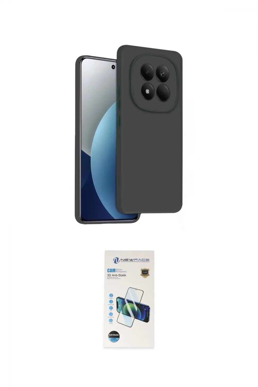 ieg™ Redmi Note 15 Pro 5G Kılıf Kozmos Yansıma Özel Seri - Siyah 3D Antistatik Cam Ekran Koruyucu