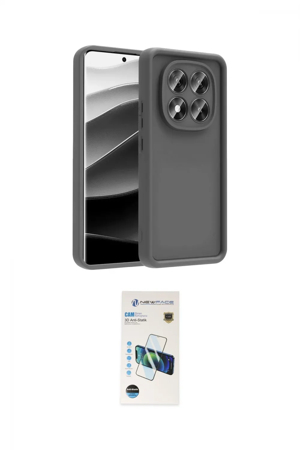 ieg™ Redmi Note 15 Pro 5G Kılıf Yankı Yansıma Özel Seri - Siyah 3D Antistatik Cam Ekran Koruyucu