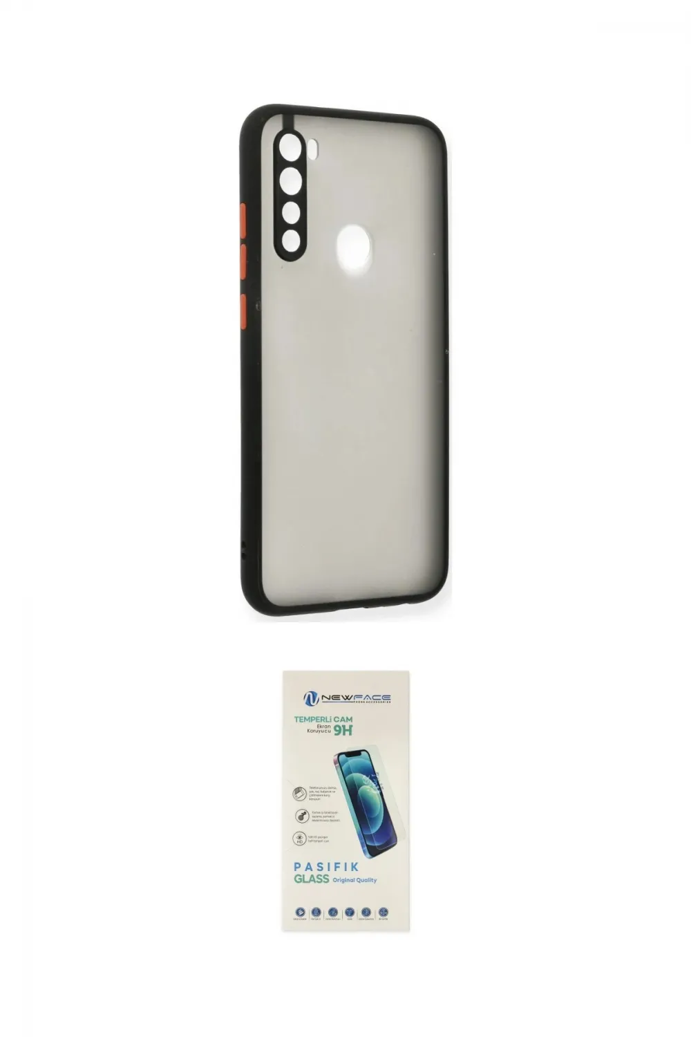 ieg™ Redmi Note 8 Kılıf Ahenk Çizgi Serisi - Şeffaf Pasifik Cam Ekran Koruyucu