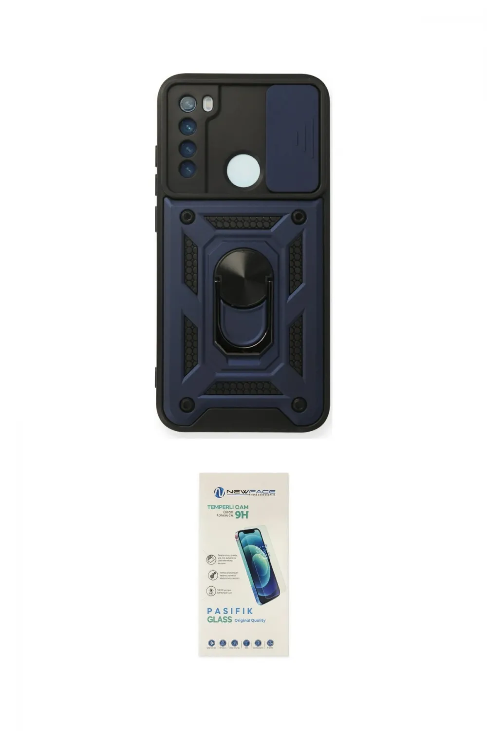 ieg™ Redmi Note 8 Kılıf Ahenk Klasik - Şeffaf Pasifik Cam Ekran Koruyucu
