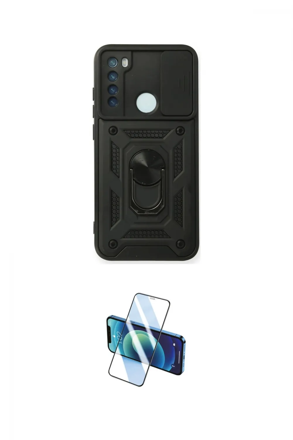 ieg™ Redmi Note 8 Kılıf Ahenk Klasik - Siyah 3D Antistatik Cam Ekran Koruyucu