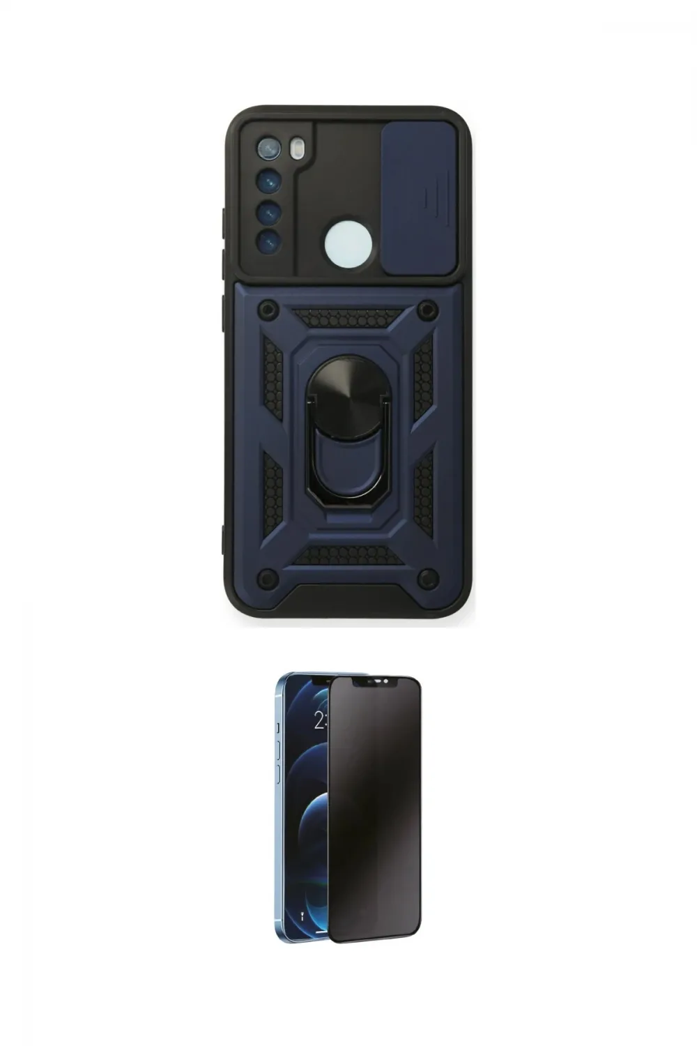 ieg™ Redmi Note 8 Kılıf Ahenk Klasik - Siyah 3D Antistatik Hayalet Cam Ekran Koruyucu